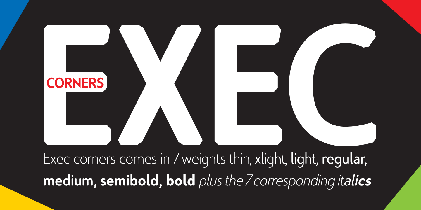 Ejemplo de fuente Exec Corners Semibold Italic